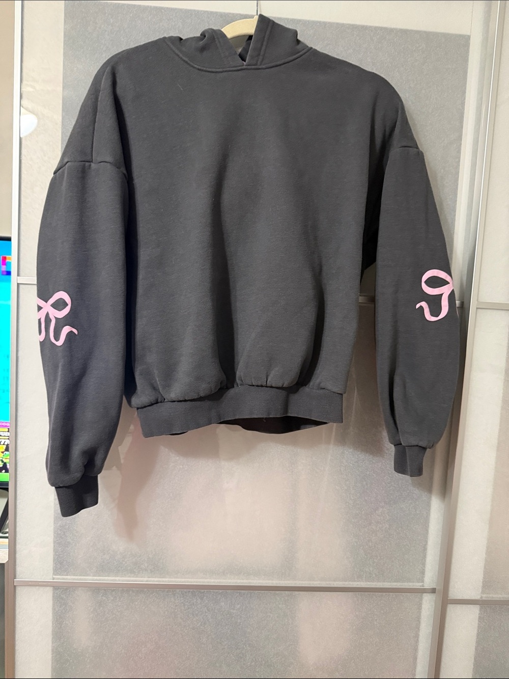 Edikted Charcoal Hoodie with Pink Logo Tag - Picture 3 of 6